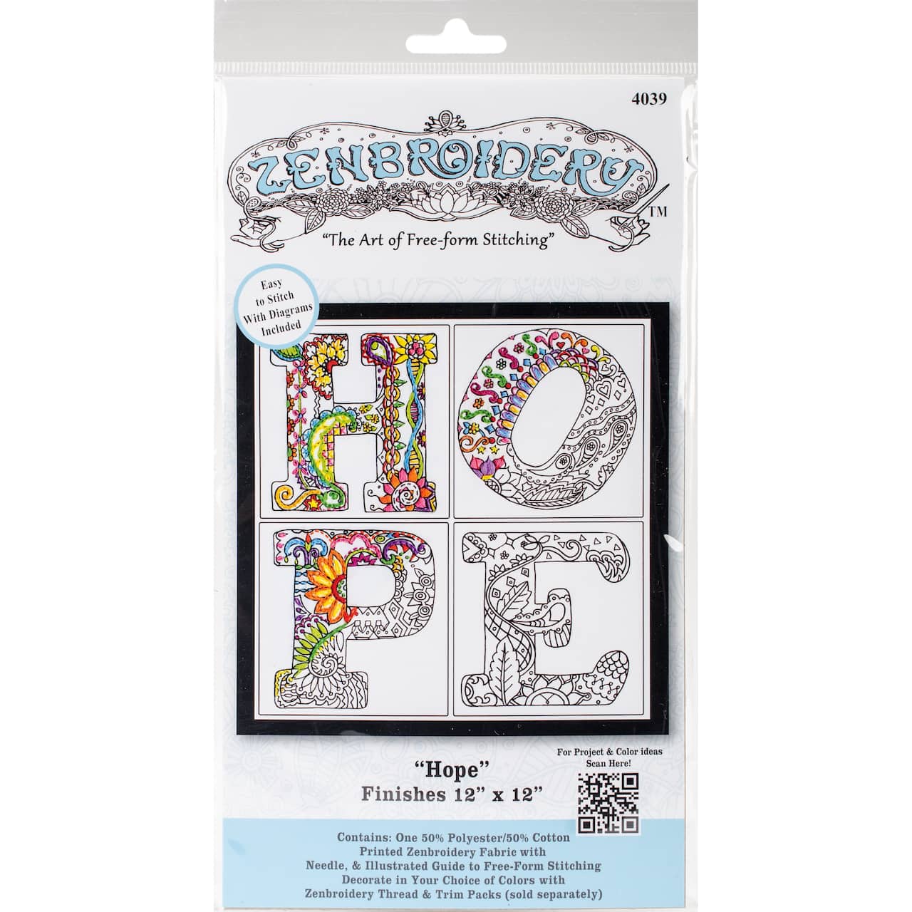 Design Works&#x2122; Zenbroidery&#x2122; Hope Stamped Embroidery Kit